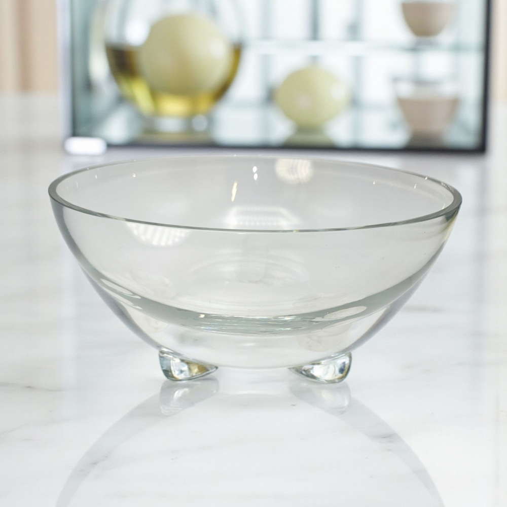 Vintage Footed Glass Bowl Scroll Feet